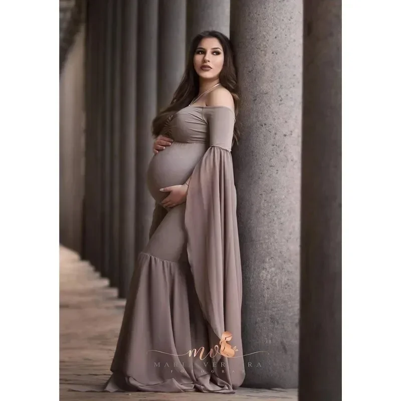 

2020 Maternity Photo Shoot Long Dresses Baby Shower Dresses Stretchy Pregnant Woman Photography Props Long Dress