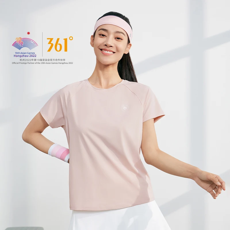 

361 Degrees Women's Sports T-Shirt Regular Cool Feeling Breathable Sun Protection Top Round Neck Short-Sleeved Female 662324117