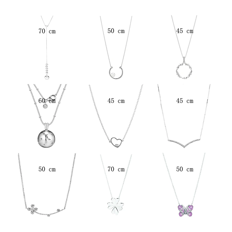

Silver 925 Chokers Pendants Necklaces For Women Jewelry Pearl Moon Star Heart Wish Four Leaf Clover Butterfly Link Chain Collier