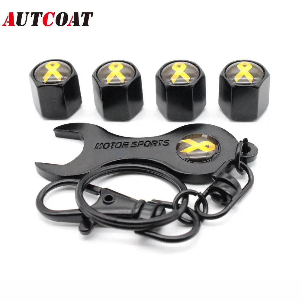 4Pcs Yellow Ribbon Style Zinc Alloy Anti-theft Car Wheel Tire Valve Caps Stem Air+1Pcs Wrench Keychain Auto Car Accessories
4Pcs Yellow Ribbon Style Zinc Alloy Anti-theft Car Wheel Tire Valve Caps Stem Air+1Pcs Wrench Keychain Auto Car Accessories