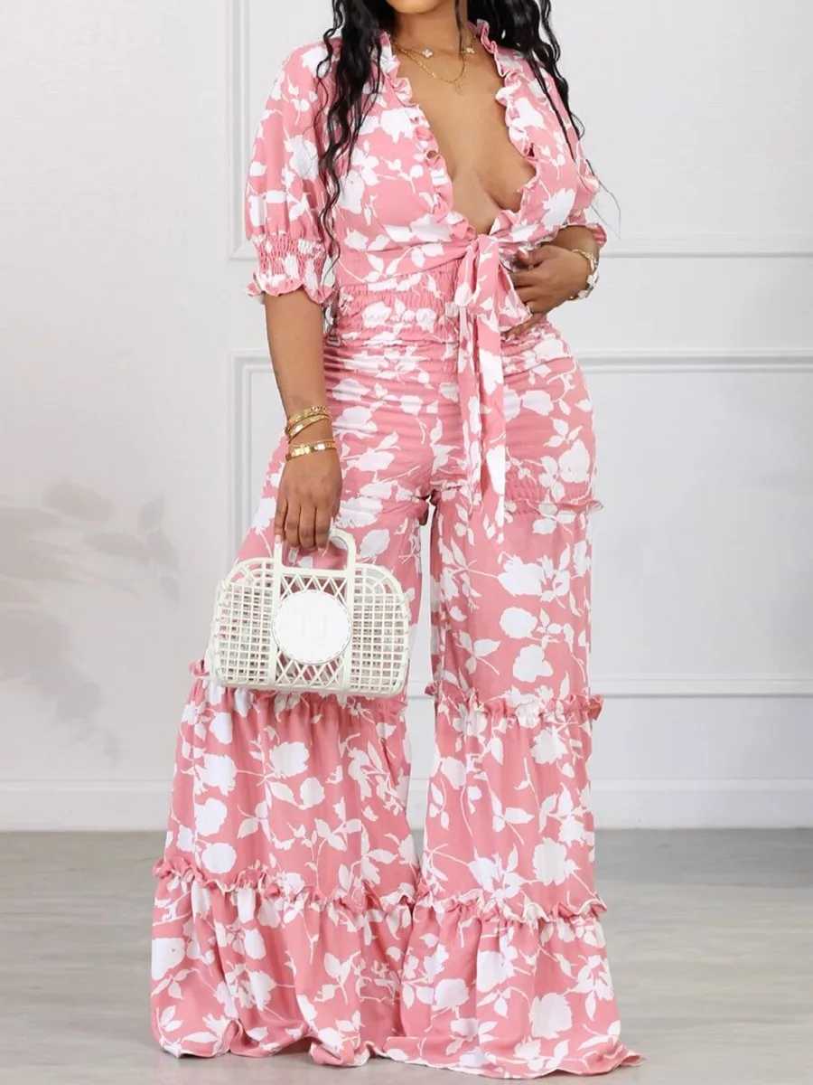 LW Plus Size 2pcs set Print Ruffle Design Shirred Pants Set 2023 New Casual Summer Autumn short sleeve sexy top + pants suit
LW Plus Size 2pcs set Print Ruffle Design Shirred Pants Set 2023 New Casual Summer Autumn short sleeve sexy top + pants suit