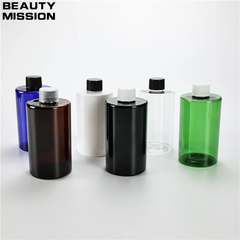 

Multicolor 300ML X 20 Flat Shoulder Bottle With Plastic Screw Cap Empty Cosmetics Toner Hydrosol Packaging PET Chunky Containers