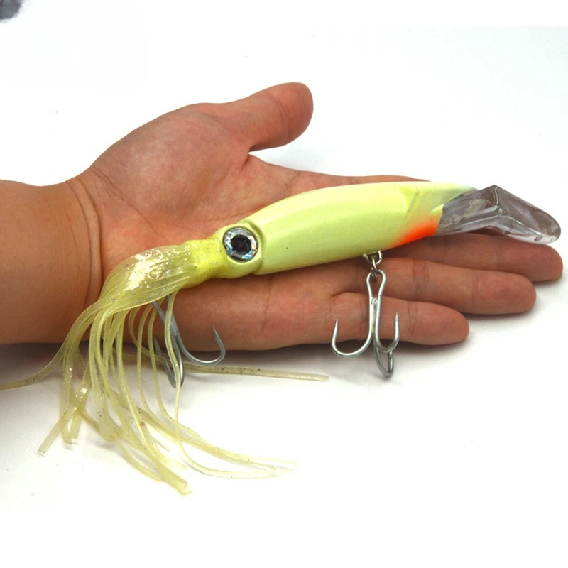 

1PCS Lifelike Octopus Fishing Lure With Treble Hook And Jigs Peche 14cm 39G Luminous Squid Jigs Artificial Bait For Fishing Sea