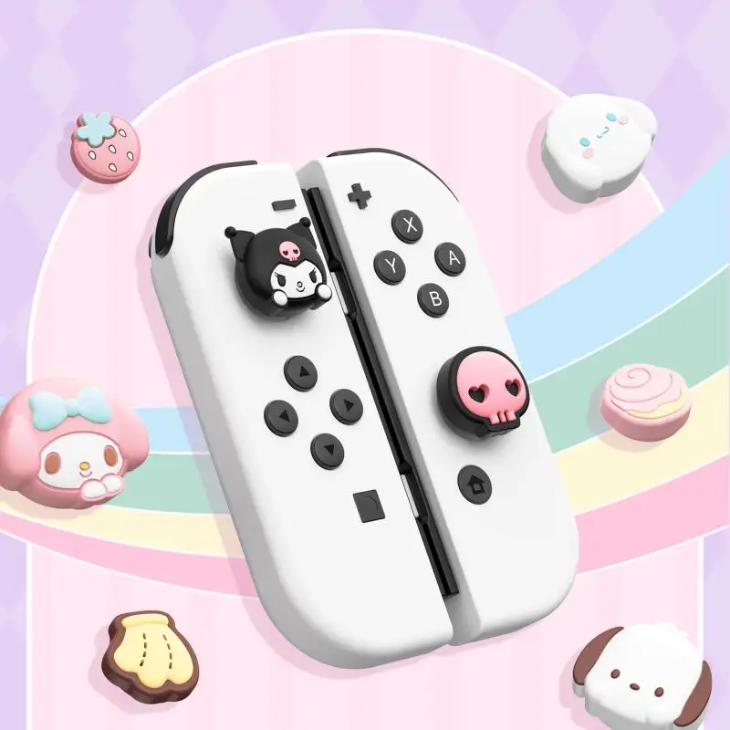 

4Pcs Switch Oled Rocker Cap Comfortable Kawaii Sanrio Kuromi Pochacco Cute Cinnamoroll Cartoon Nintendo Silica Gel Gift Girl