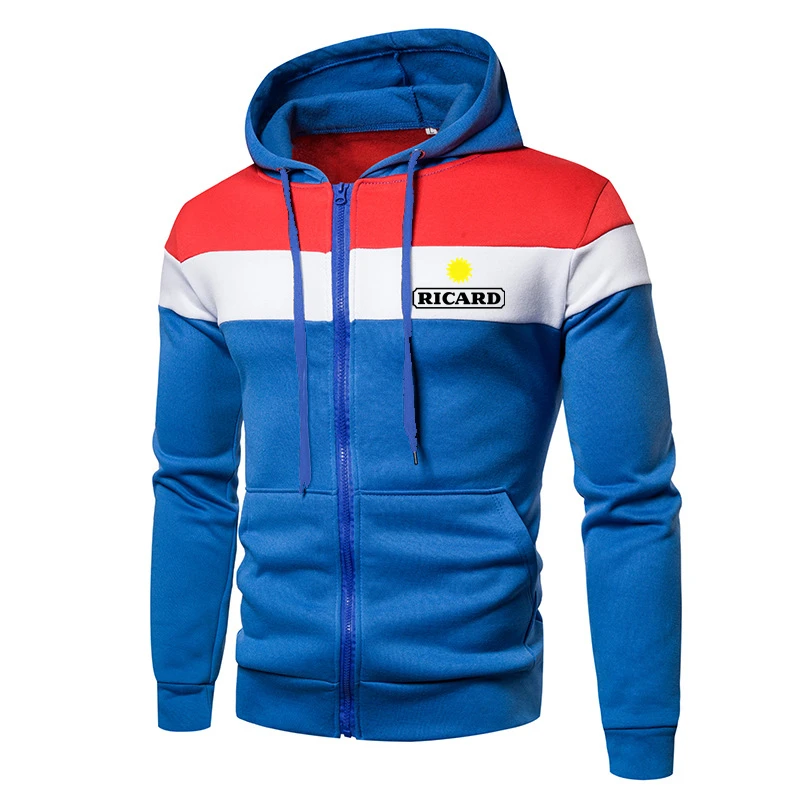 

2022 Spring Selling New RICARD Logo Printed Customizable Spliced Men Zipper Hoodie Jacket Casual Popular Man Leisure Streetwear