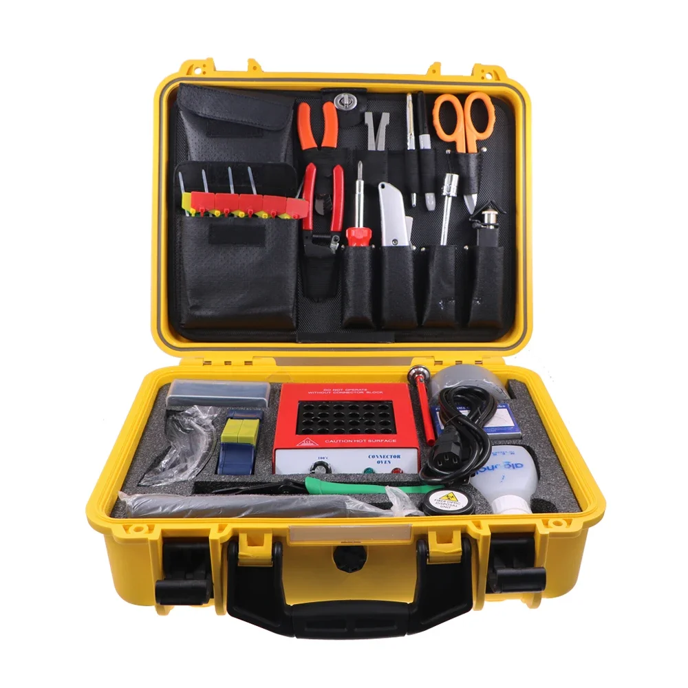 FCST210603-C FTTH Fiber Optical Fusion Tool Kits Including VFL OPM Fiber Cleaver Mechanical Splicer & Armored Cable Slitter
FCST210603-C FTTH Fiber Optical Fusion Tool Kits Including VFL OPM Fiber Cleaver Mechanical Splicer & Armored Cable Slitter