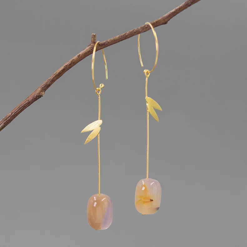 S925 Sterling Silver Agate Long Earrings Chinese Style Chinese Style Art Earrings
S925 Sterling Silver Agate Long Earrings Chinese Style Chinese Style Art Earrings