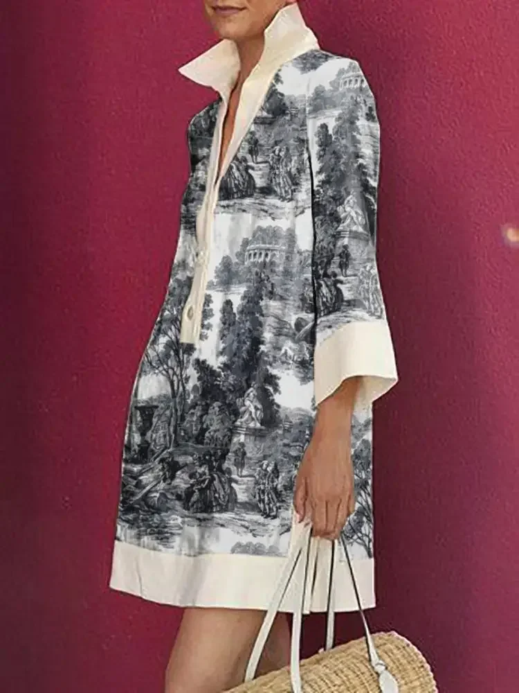 Women's Vintage Elegant Print Evening Miniskirt 2024 Spring Long-sleeved Lapel Shirt Dress dress for women
Women's Vintage Elegant Print Evening Miniskirt 2024 Spring Long-sleeved Lapel Shirt Dress dress for women