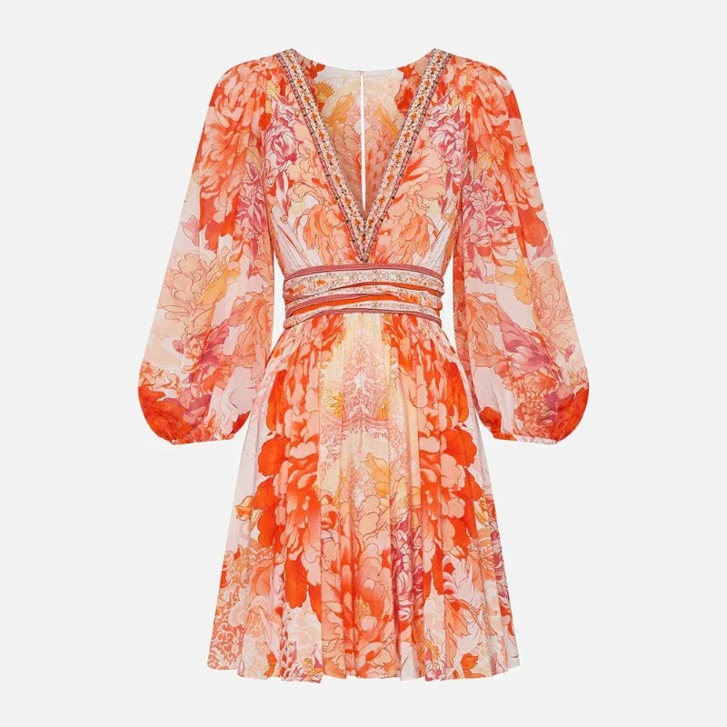 Женское мини-платье с длинным рукавом-фонариком, оранжевое шелковое платье с цветочным принтом и V-образным вырезом, новинка 2024
Женское мини-платье с длинным рукавом-фонариком, оранжевое шелковое платье с цветочным принтом и V-образным вырезом, новинка 2024