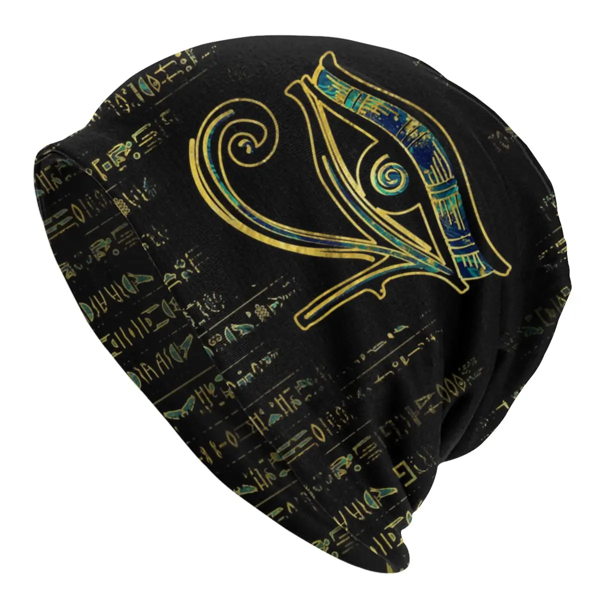 

Egyptian Eye Of Horus On Hieroglyphs Bonnet Beanie Knit Hat Men Women Cool Adult Warm Winter Skullies Beanies Cap for Ski