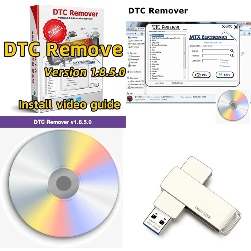 

DTC Remover 2021 For KESS KTAG FGTECH OBD2 Software MTX DTC Remover 1.8.5.0 With Keygen+9 Extra ECU Tuning SW Software ECU Fault