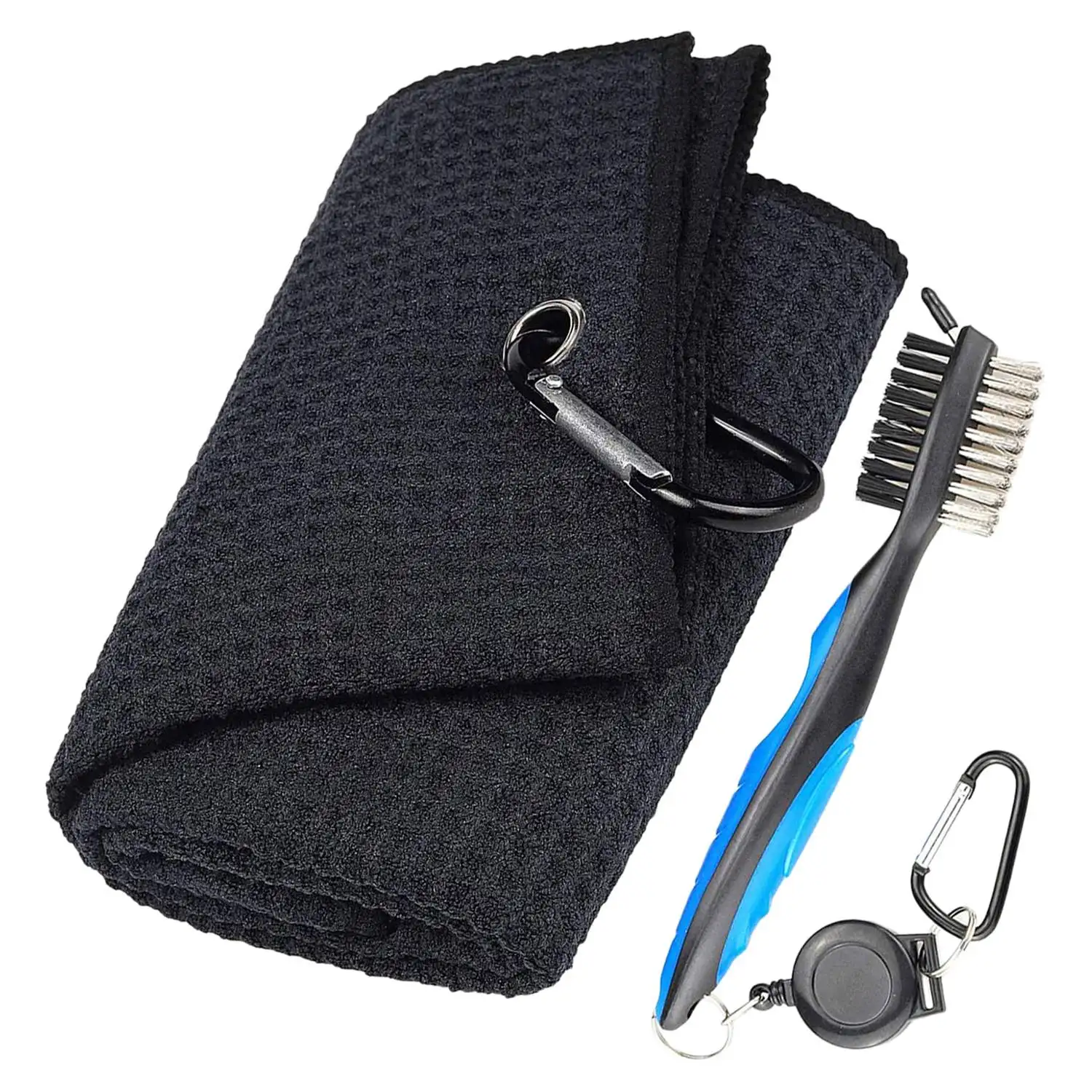 Снаряжение для гольфа чистящий комплект из микрофибры с карабином, клубной щеткой, очиститель пазов, аксессуары для гольфа