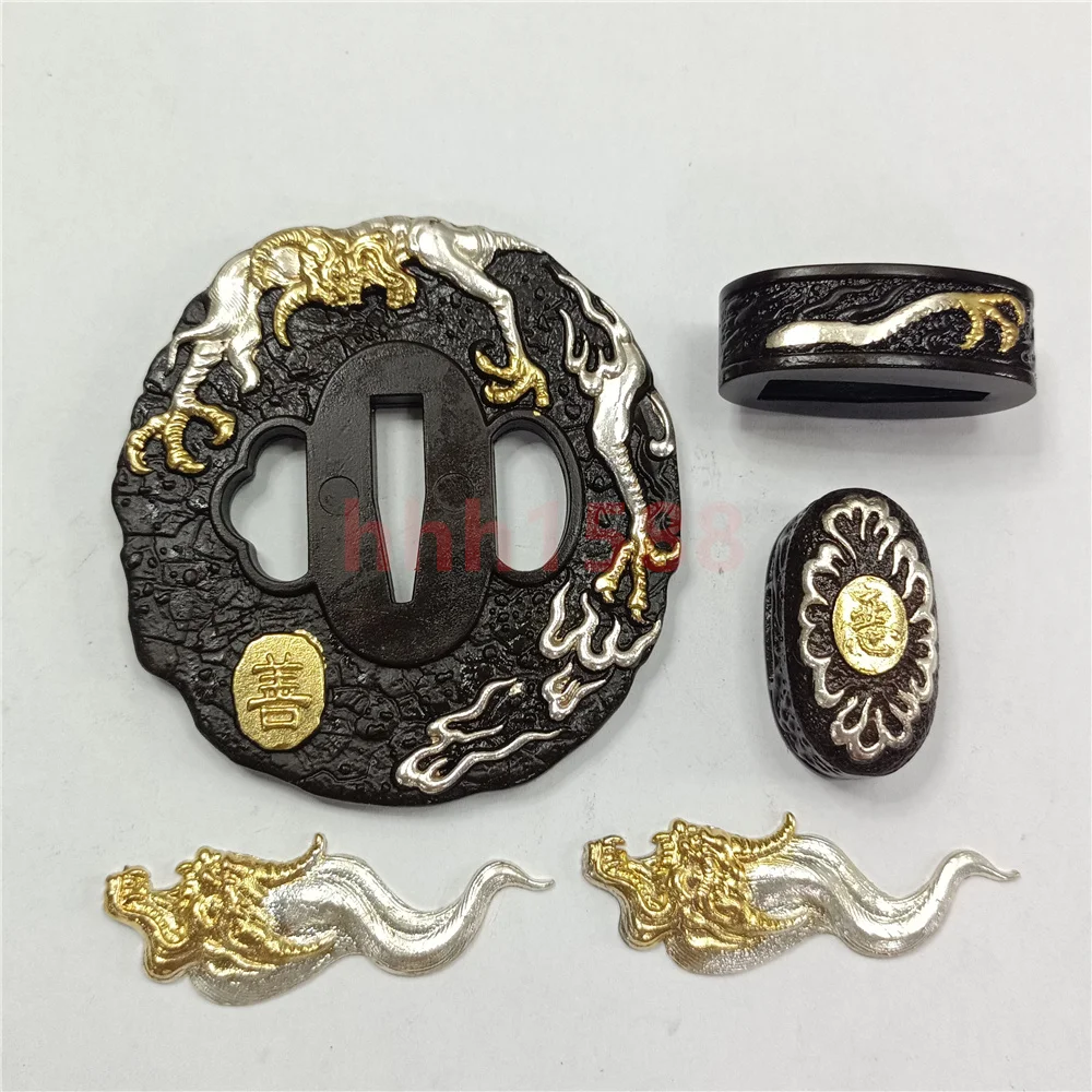 

Nice Japan Katana Parts Copper Tsuba Brass Handguard Guard Fuchi Kashira Menuki For Japanese Samurai Sword Fitting Dragon Claw ﻿