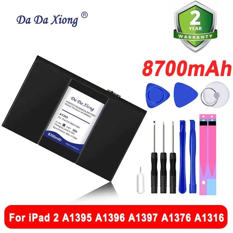 

100% Original 8700mAh Bateria For Apple iPad 2 A1395 A1396 A1397 A1376 A1316 Battery in Stock