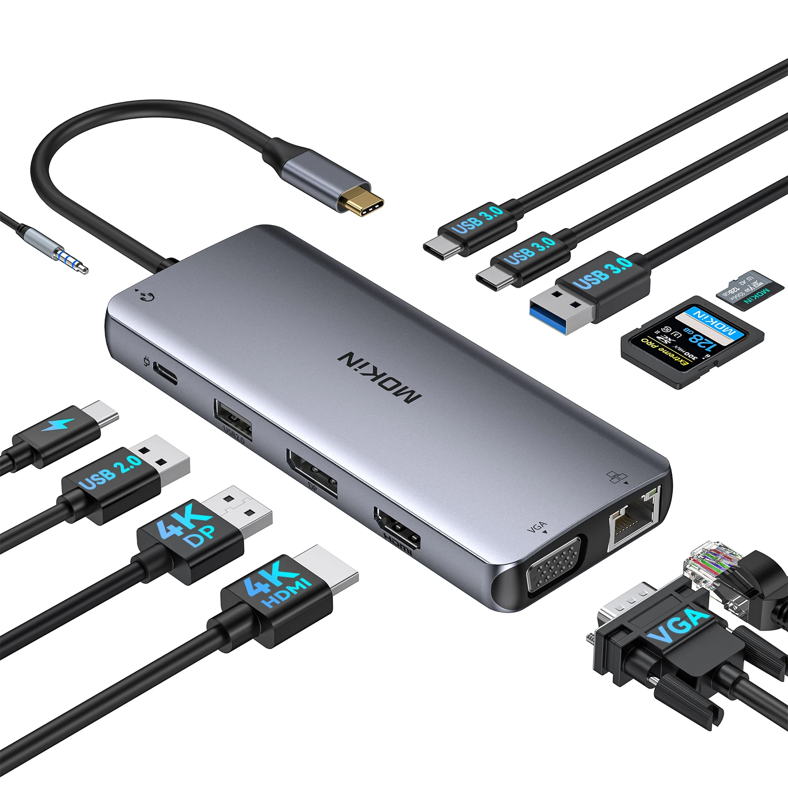 

Док-станция MOKiN USB Type-C на HDMI, док-станция DP 4K 60 Гц RJ45 VGA PD100W, адаптер для Macbook Pro M2 M1 USB C HUB 3 USB3.0 5 Гбит/с