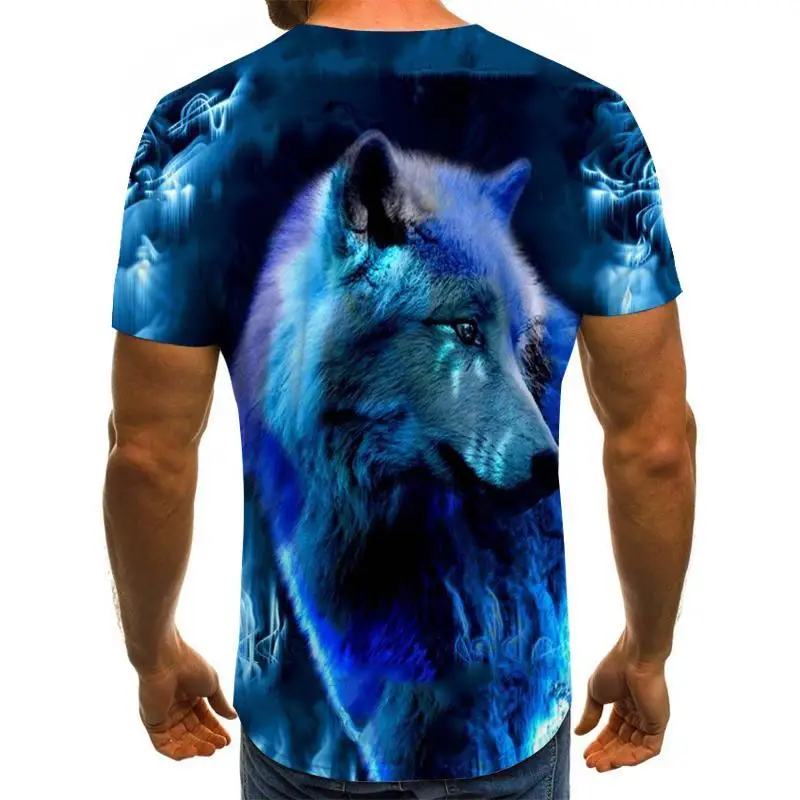 

Wolf T Shirt 3d T-shirt Animal Men T Shirt Blue Flame T Shirts 2022 Men's Clothes Galaxy Street Vintage Clothing Casual Tops