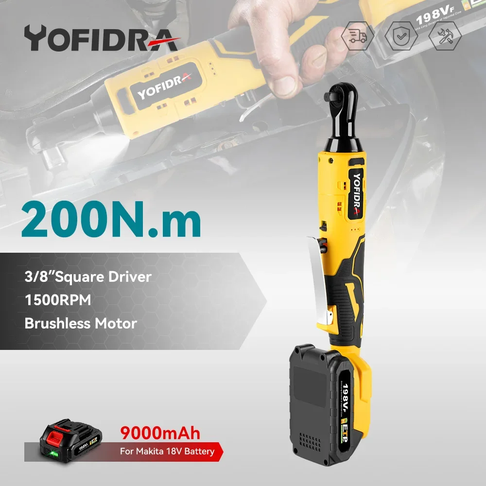 

Yofidra 10,1-дюймовая стандартная перезаряжаемая гайка для удаления шурупов 3/8 нм, инструмент для ремонта автомобиля Makita, аккумулятор 18 в
