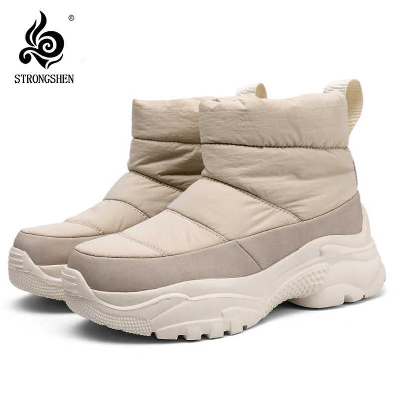 

STRONGSHEN Women Boots Waterproof Keep Warm Slip On Snow Boots Women NonSlip Platform Ankle Boots Botas Femininas Botas De Mujer