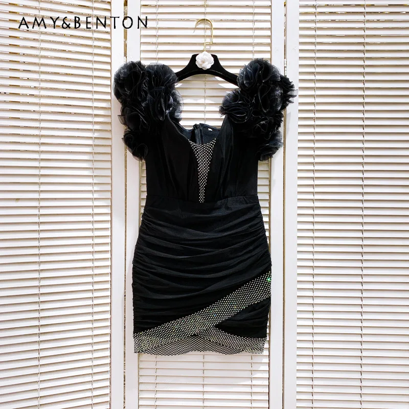 High-end Off-Shoulder Sexy Slim Fit Bandage Short Dress Elegant Net Drill Shiny Slimming Toast Party Dress for Women
High-end Off-Shoulder Sexy Slim Fit Bandage Short Dress Elegant Net Drill Shiny Slimming Toast Party Dress for Women