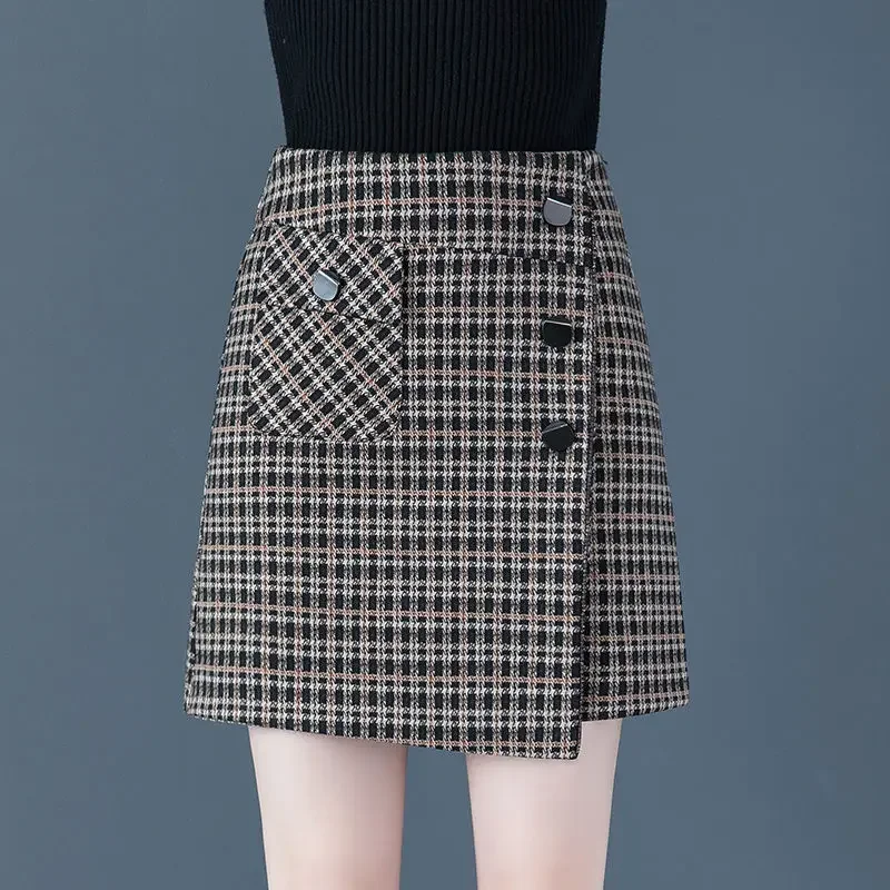 Wool Plaid A Skirt Women's Spring and Autumn Bag Skirt 2024 New High Waist Irregular Slim Bag Hip Skirts Pleated Skirt
Wool Plaid A Skirt Women's Spring and Autumn Bag Skirt 2024 New High Waist Irregular Slim Bag Hip Skirts Pleated Skirt