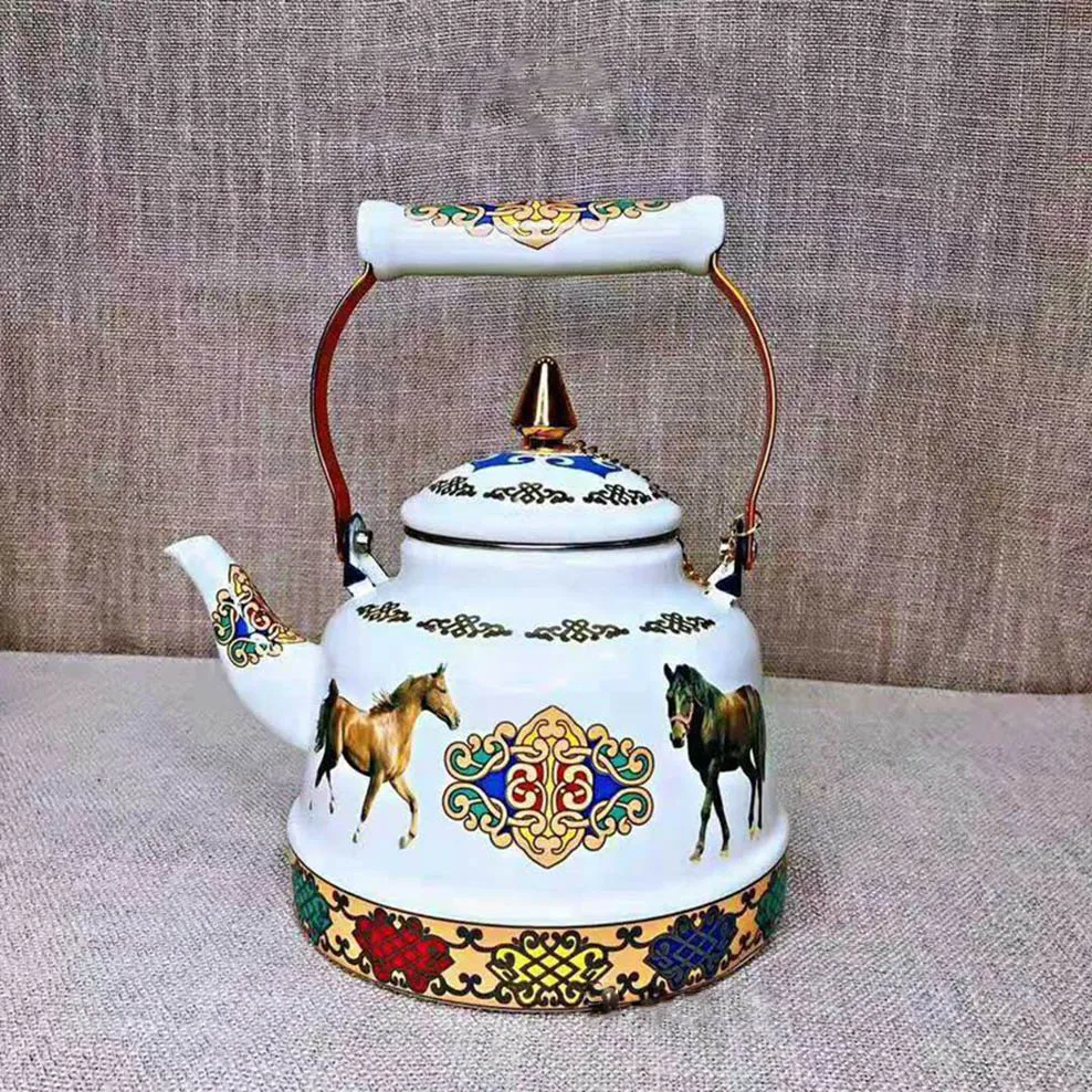 1.7L Tibetan Style Porcelain Enameled Teapot Chinese Ethnic Characteristic Milk Tea Infuser Enamel Boiling Water Kettle
1.7L Tibetan Style Porcelain Enameled Teapot Chinese Ethnic Characteristic Milk Tea Infuser Enamel Boiling Water Kettle