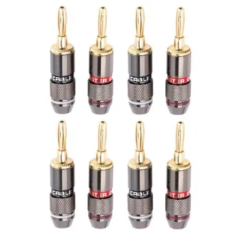 8Pcs 4mm 바나나 플러그 24K 골드 도금 순수 몬스터 구리 스피커 어댑터 나사 플러그 오디오 커넥터