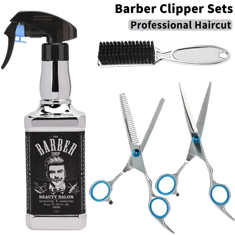 

NEW 3PCS Barber Clipper Sets Includes Water Spray 6Inch Haircut Scissors With Comb Men Salon Styling Tools Hair Cleaning Brush