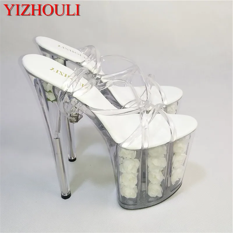 8 inch sexy clear platform sandals white flowers for wedding shoes fashion 20cm transparent dress high heels dance shoes
8 inch sexy clear platform sandals white flowers for wedding shoes fashion 20cm transparent dress high heels dance shoes
