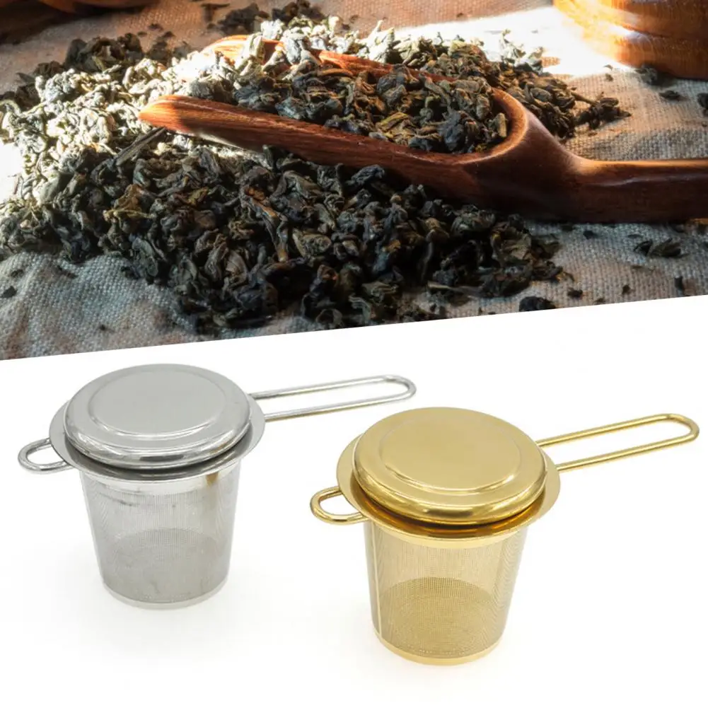 

Mesh Tea Infuser Reusable Tea Strainer Teapot Stainless Steel Loose Tea Leaf Spice Filter Folding Handle Drinkware Kitchen Tools