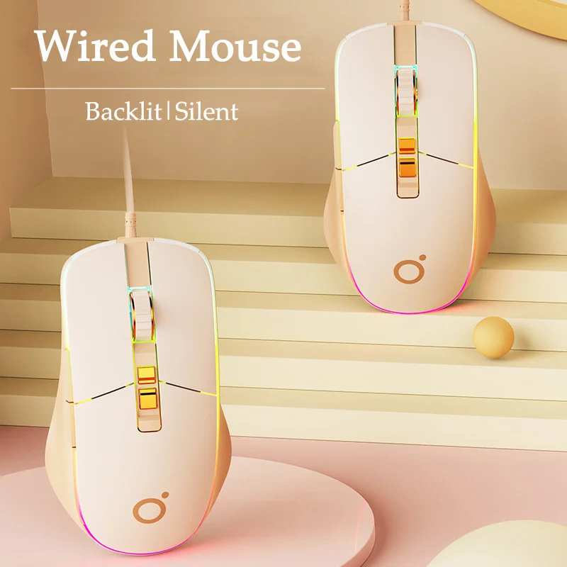 

New USB Wired Gaming Mouse Ergonomic 7200DPI RGB Backlit Pink Mice Silent Optical Girl Gamer Mause For Office Laptop PC Computer