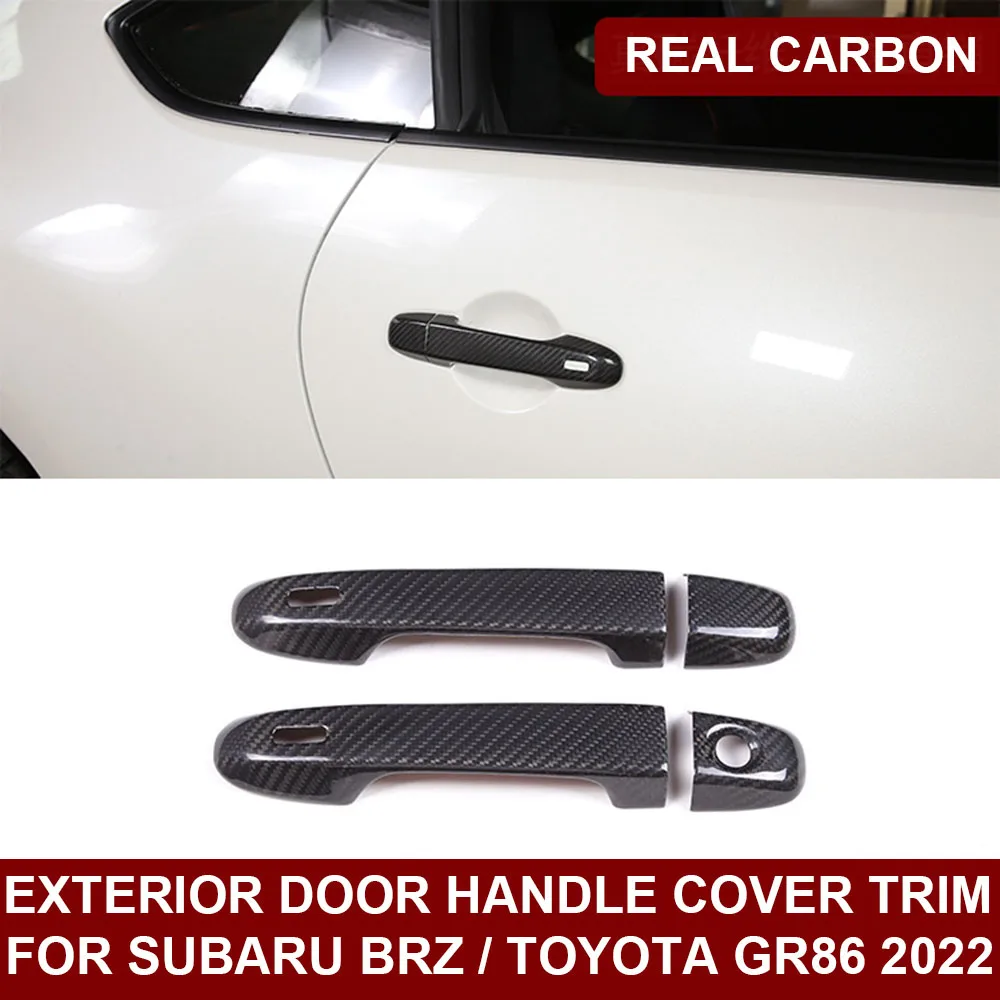 

LHD RHD Real Dry Carbon Fiber Exterior Outer Door Handle Protective Frame Trim Cover Sticker For Toyota GR86 Subaru BRZ 2022-23