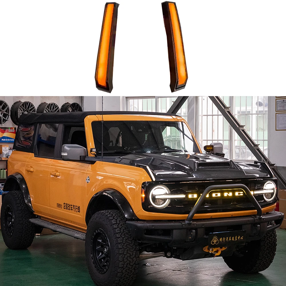 Car Hood Side Handle Daytime Running Lights Turn Signals Dynamic Lights Fit For Ford Bronco 2022 2023 2024 Off-road Accessories
Car Hood Side Handle Daytime Running Lights Turn Signals Dynamic Lights Fit For Ford Bronco 2022 2023 2024 Off-road Accessories