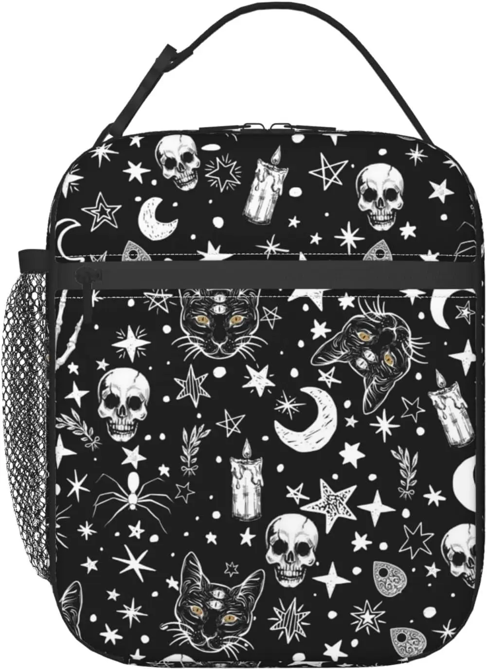 Skeleton Cat Pattern Lunch Bag Insulated Leakproof Lunch Box Tote Cooler Bag with Side Pockets for Work Picnic Travel Camping
Skeleton Cat Pattern Lunch Bag Insulated Leakproof Lunch Box Tote Cooler Bag with Side Pockets for Work Picnic Travel Camping