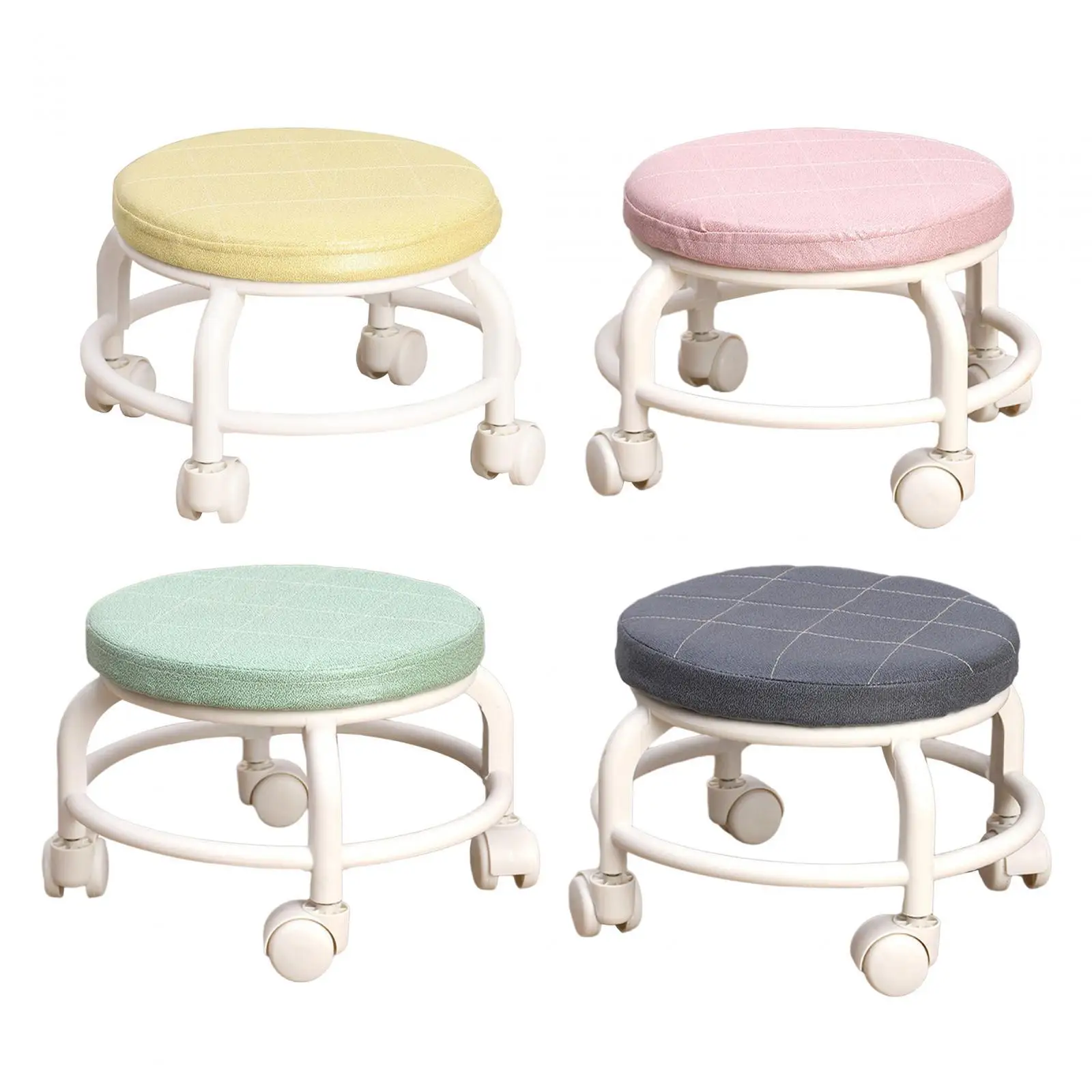 

Low Round Roller Seat Stool 360° Rotating Rolling Stool Heavy Duty Footrest Pedicure Stool Pulley Wheel Stool Salons Office Home