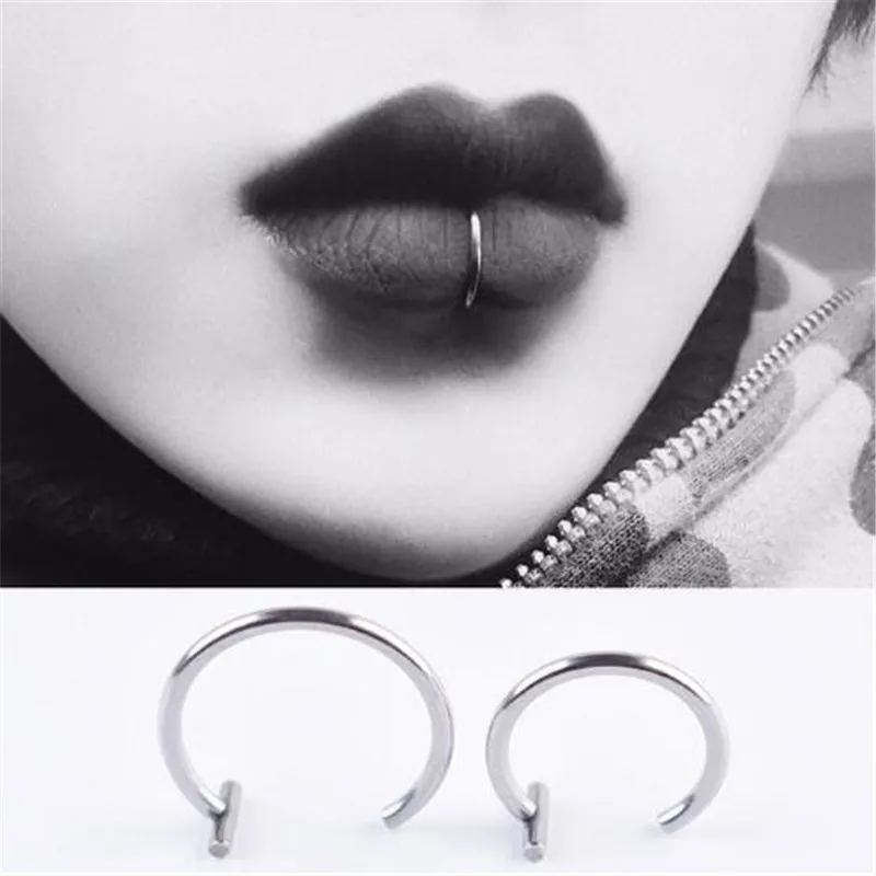 Faux Piercing en titane pour femmes, anneaux de lèvres et de nez unisexes, bijoux de Piercing pour Septum médical 1