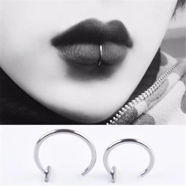 Faux Piercing en titane pour femmes, anneaux de lèvres et de nez unisexes, bijoux de Piercing pour Septum médical 1