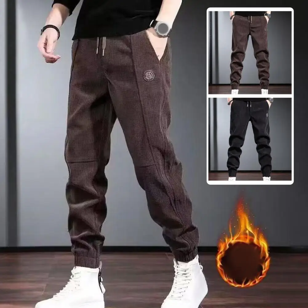Solid Color Men Pants Men's Drawstring Elastic Waist Plush Sweatpants with Pockets Warm Casual Streetwear Trousers for Sports
Solid Color Men Pants Men's Drawstring Elastic Waist Plush Sweatpants with Pockets Warm Casual Streetwear Trousers for Sports