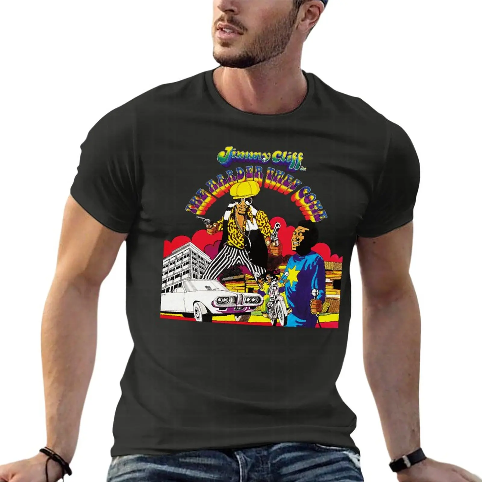 

The Harder They Come Ringer - Jimmy Cliff Oversized T-Shirts Custom Mens Clothes 100% Cotton Streetwear Big Size Tops Tee