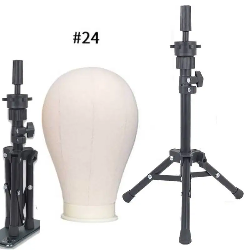 

Canvas Block Wig Head Training Mannequin Head for Wig Display Wigs Styling Manikin Head with Mini Wig Stand Adjustable Tripod