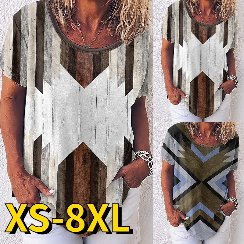 Женский модный Повседневный винтажный элегантный пуловер с коротким рукавом, летний Повседневный новый дизайн футболки с принтом, женский топ с круглым вырезом 
Женский модный Повседневный винтажный элегантный пуловер с коротким рукавом, летний Повседневный новый дизайн футболки с принтом, женский топ с круглым вырезом