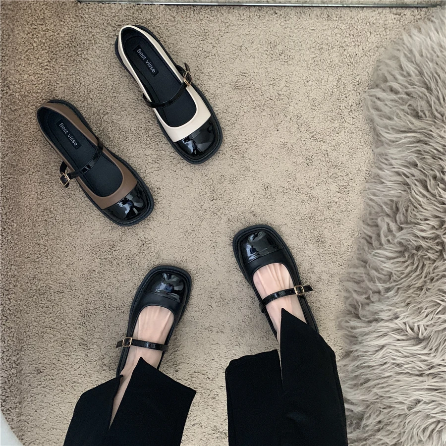 

Туфли дерби женские в британском стиле, повседневные кожаные кроссовки с закрытым носком, квадратный носок, плоская подошва, в стиле ретро, осень