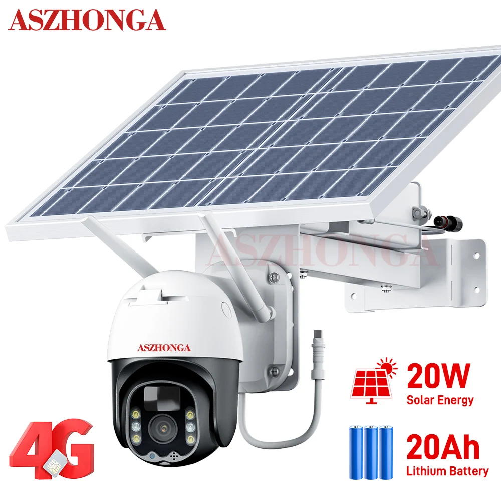 

20W Solar Panel HD 2MP Security IP Network Camera Wireless 1080P 3G 4G SIM Card Outdoor PTZ CCTV Surveillance Cam WIFI CAMHI