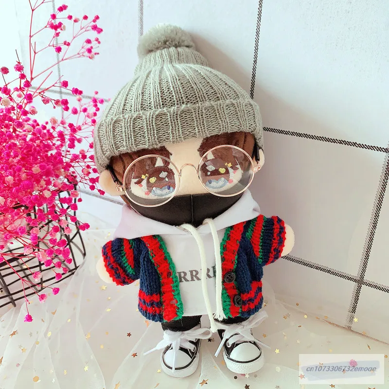

20cm Doll Outfit Plush Doll's Clothes Knitted hat Sweater shoes Stuffed Toy Dolls Accessories Korea Kpop EXO Idol Dolls Gift