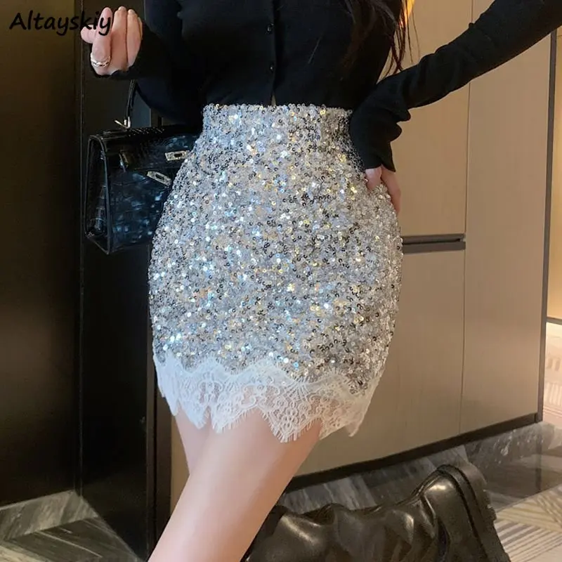 Sequined Skirts Women Lace Sexy Mini Korean Style Ladies Slim Vintage Temperament Ulzzang Ins Summer Solid All-match Personality
Sequined Skirts Women Lace Sexy Mini Korean Style Ladies Slim Vintage Temperament Ulzzang Ins Summer Solid All-match Personality