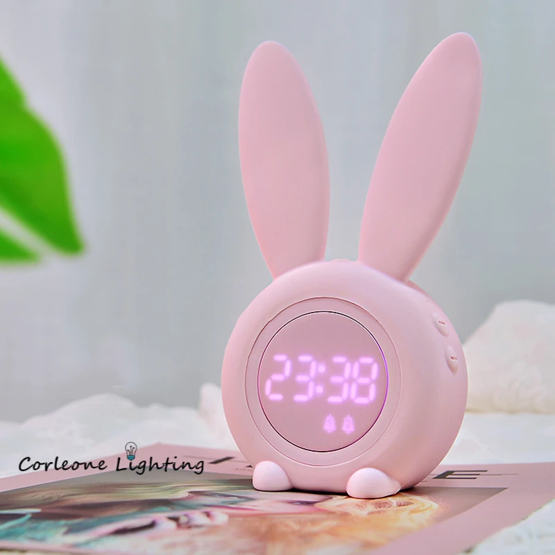 Cartoon Rabbit LED Night Lights Timing Alarm Clock Night Lamp for Kids Rooms Children Holiday Gifts Smart Night Light
Cartoon Rabbit LED Night Lights Timing Alarm Clock Night Lamp for Kids Rooms Children Holiday Gifts Smart Night Light