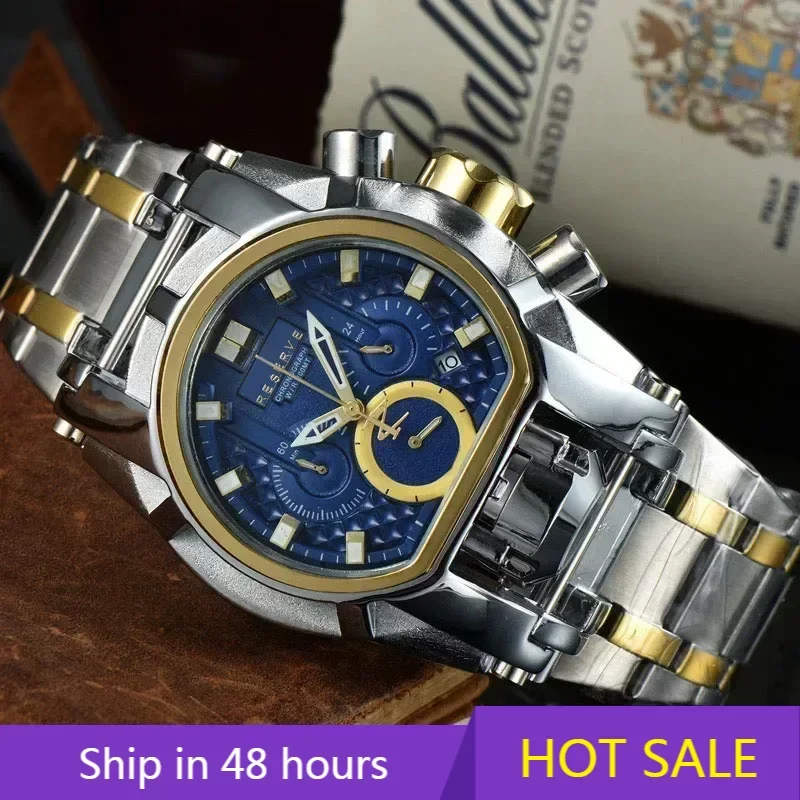 

Undefeated Invicto Mens Watch Reserve Bolt Zeus Chronograph Quartz Stainless Steel Invincible Relógio Masculino Silica Men Watch