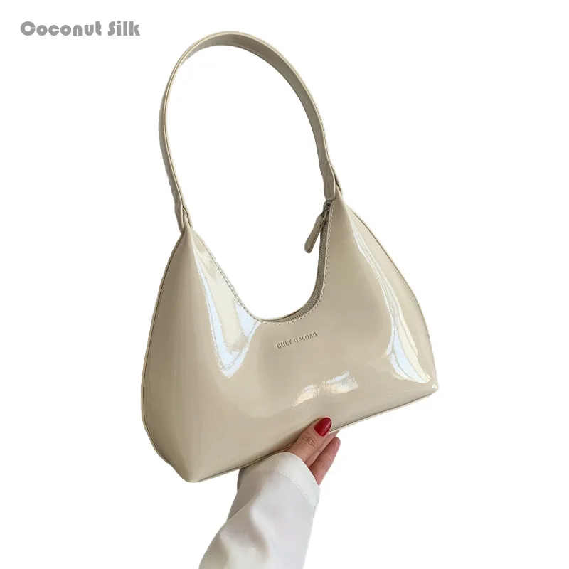 

Coconut Silk 2024 Summer New Spring Swimming Pool Party Solid Color Women's Bag Lacquer Leather Luxury Underarm Women's Handbag