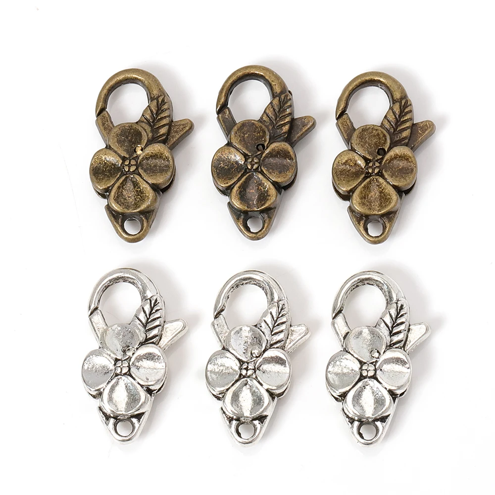 5pcs/lot 26x15mm Retro Flower Antique Silver Bronze Lobster Clasp For DIY Jewelry Necklace Bracelet Key Chain Accessory
5pcs/lot 26x15mm Retro Flower Antique Silver Bronze Lobster Clasp For DIY Jewelry Necklace Bracelet Key Chain Accessory