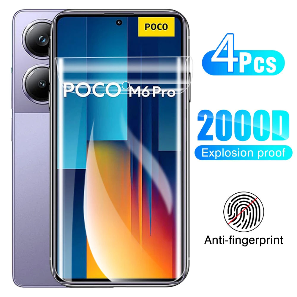 

4 шт. полное покрытие клея мягкая пленка для Xiaomi Poco M6 Pro 4G pocco M 6pro M6pro Гидрогелевая пленка pokom6pro защитная пленка 6,67 дюйма