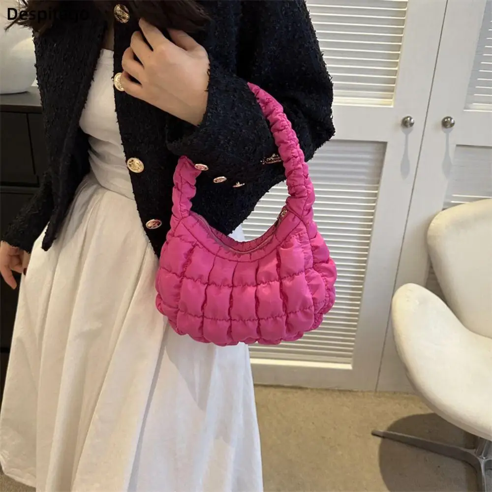 

Корейская плиссированная сумка через плечо в виде облака, складная сумка для подмышек, простая сумка-тоут, женская сумка в клетку, вместительная сумка для хранения для девочек